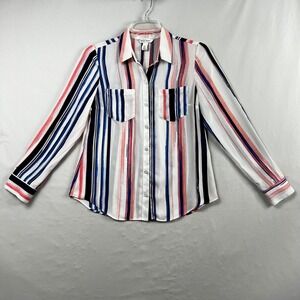 White House Black Market Blouse Womens 6 Stripe Button Down Multicolor Career